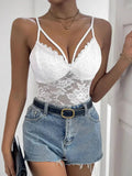 Perfee Spaghetti Strap Lace Bodysuit by Parfymia