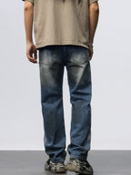 Men's Frayed Hem Wide Leg Jeans