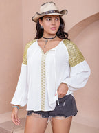 Women's Sequin Tie Neck Blouse – Plus Size
