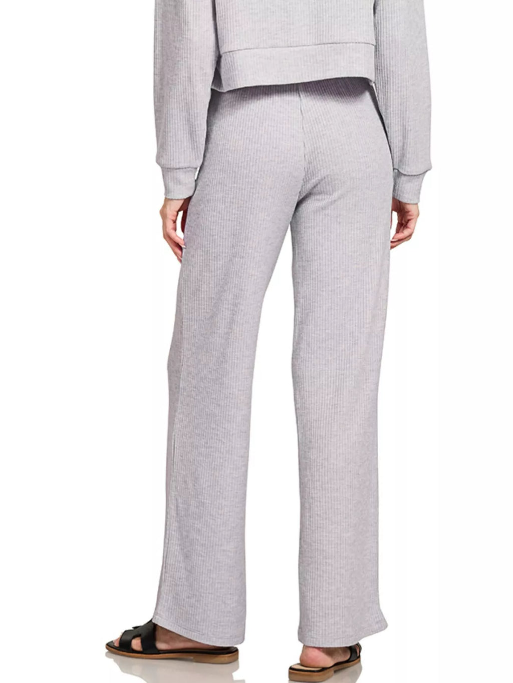 Women's Lounge Pants – Ribbed Wide-Leg Drawstring