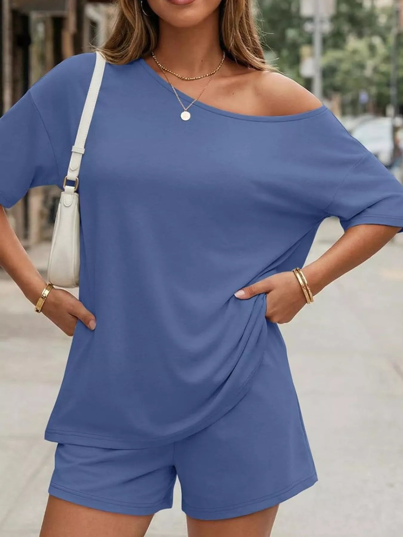 Women's Shorts Set One Shoulder Plus Size