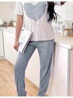 Women's Loungewear Heart Ribbed Knit Set