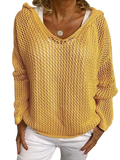 Openwork Long Sleeve Hooded Knit Cover Up
