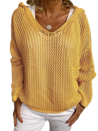 Openwork Long Sleeve Hooded Knit Cover Up