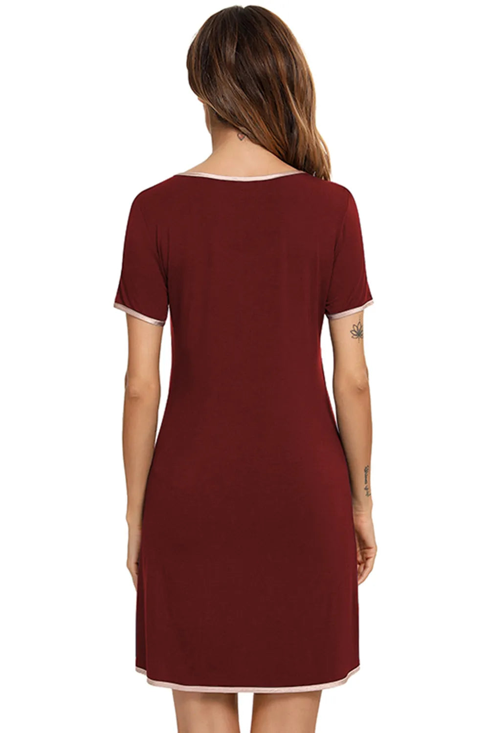 Women's Lounge Dress – Contrast Trim Pocketed