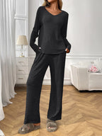 Women's Loungewear Set – Ribbed Long Sleeve