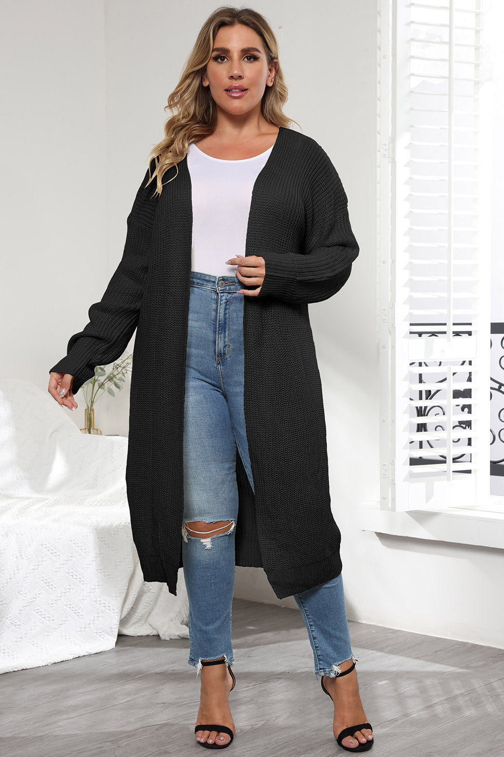 Women's Plus Size Open Front Cardigan
