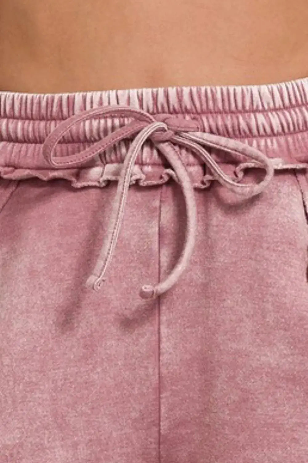 Zenana Acid Wash Fleece Drawstring Shorts With Pockets — Parfymia