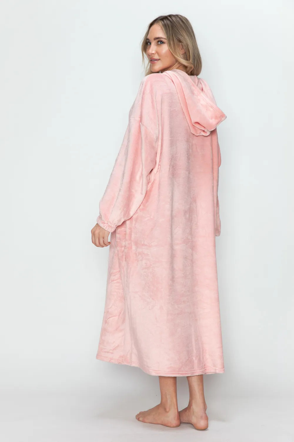 Women's Hooded Midi Lounge Dress with Pockets