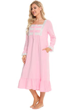 Women's Night Dress – Lace Square Neck Flounce Sleeve
