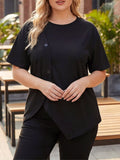 Women's Plus Size Asymmetrical Button T-Shirt