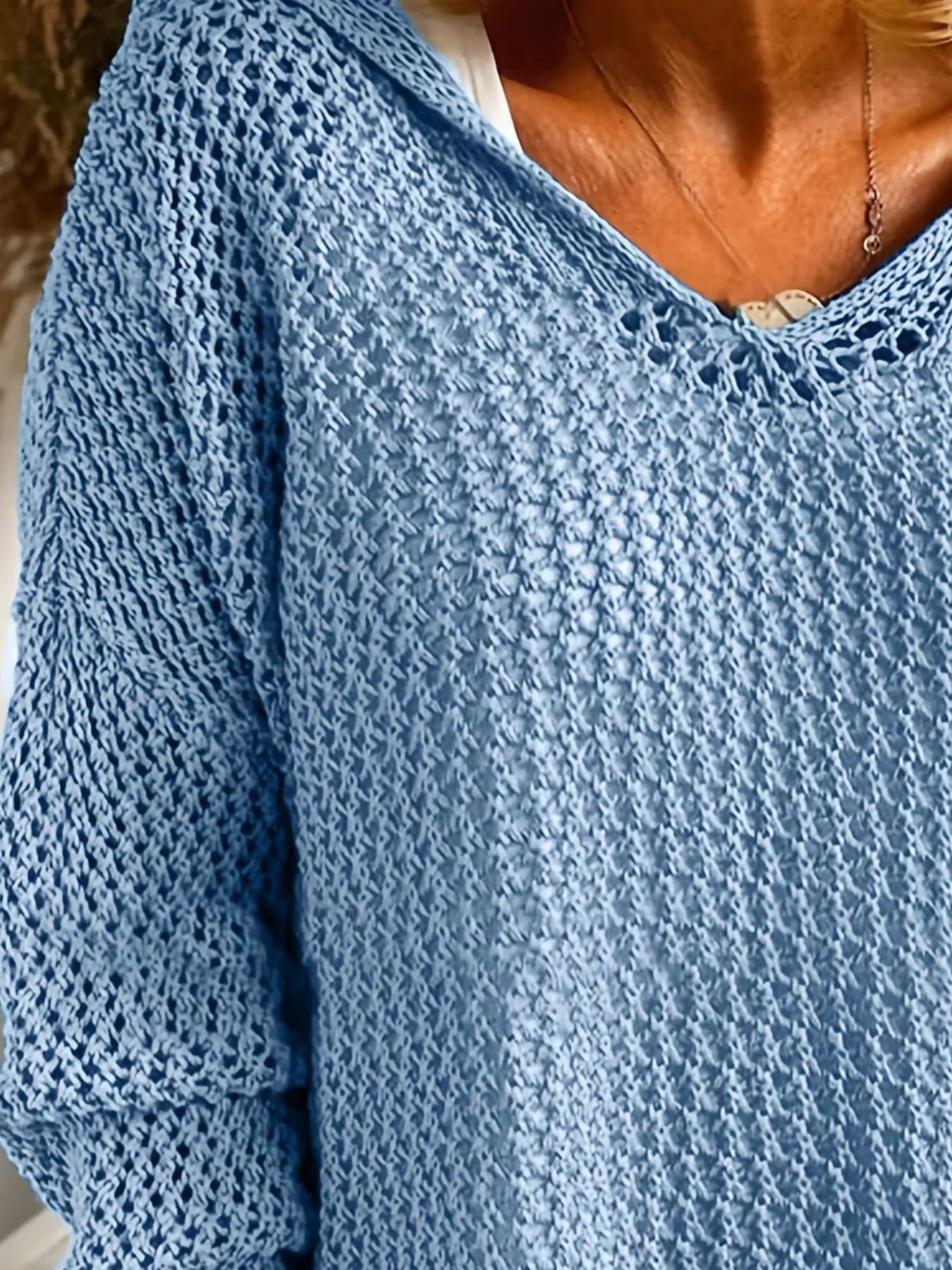 Openwork Long Sleeve Hooded Knit Cover Up