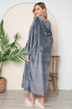 Women's Hooded Midi Lounge Dress with Pockets