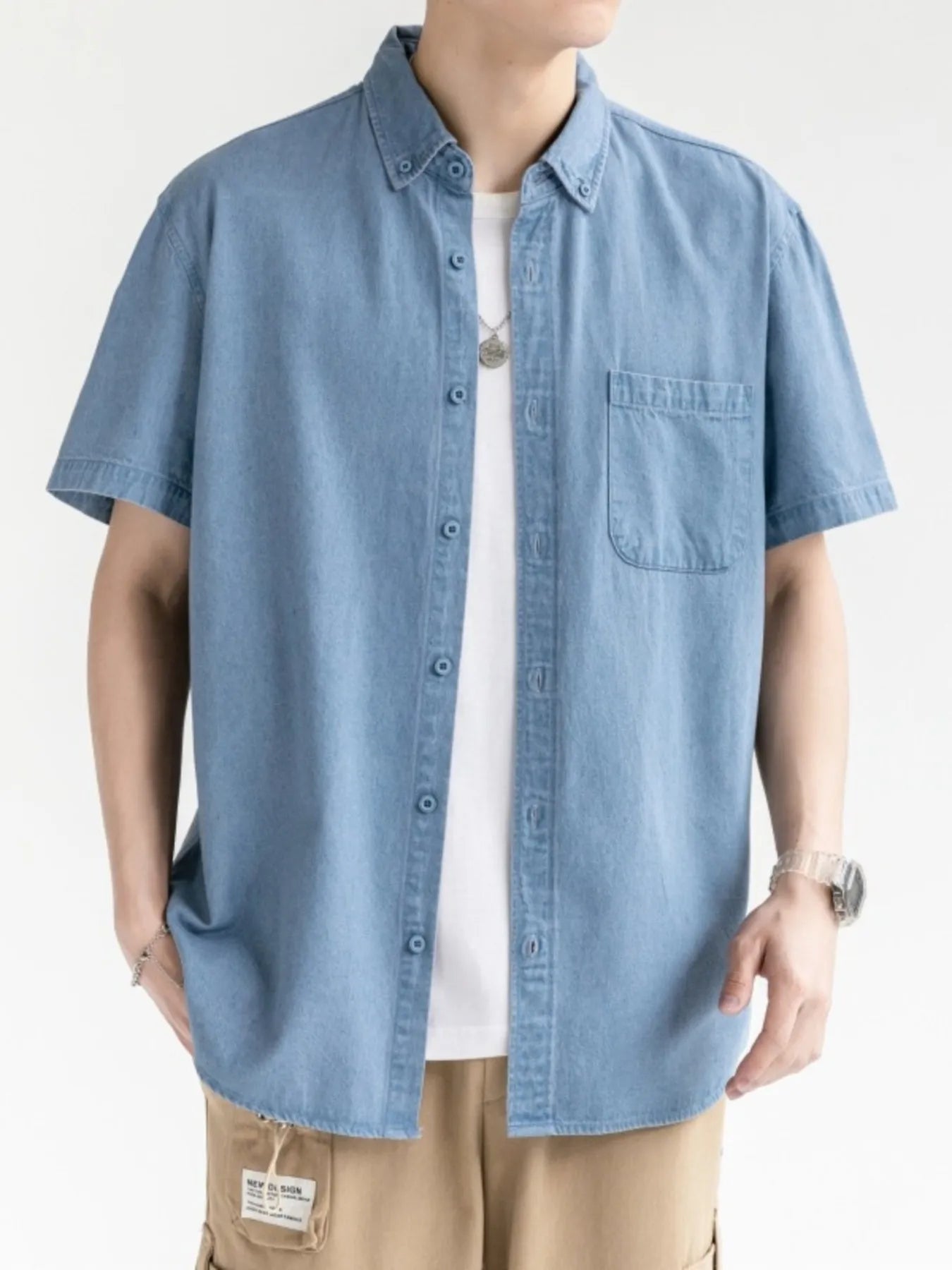 Men's Plus Size Casual Denim Shirt