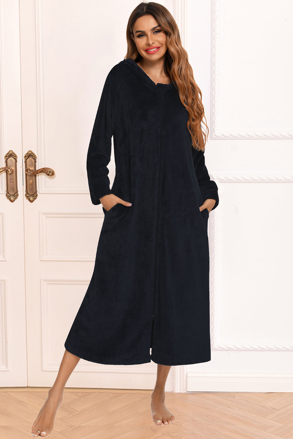 Women's Hooded Night Dress with Pockets