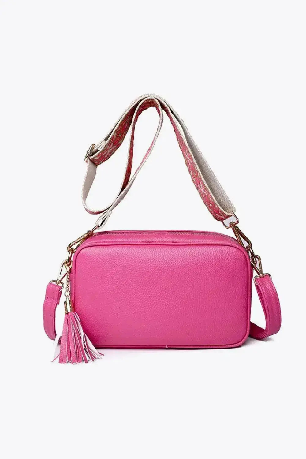 PU Leather Crossbody Bag with Tassel Detail by Parfymia
