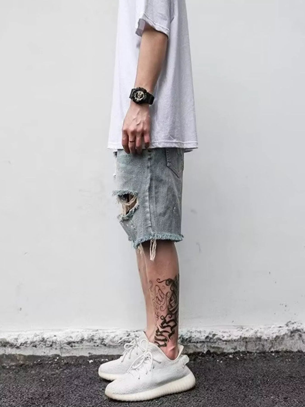 Men's Distressed Denim Shorts Plus Size