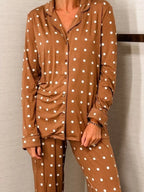Women's Polka Dot Button-Down Loungewear Set
