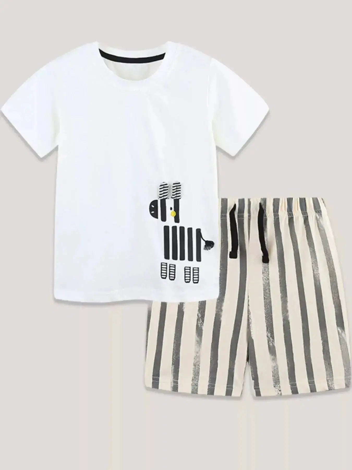 Zebra Stripe Children's Short Sleeve Tee and Shorts Set by Parfymia