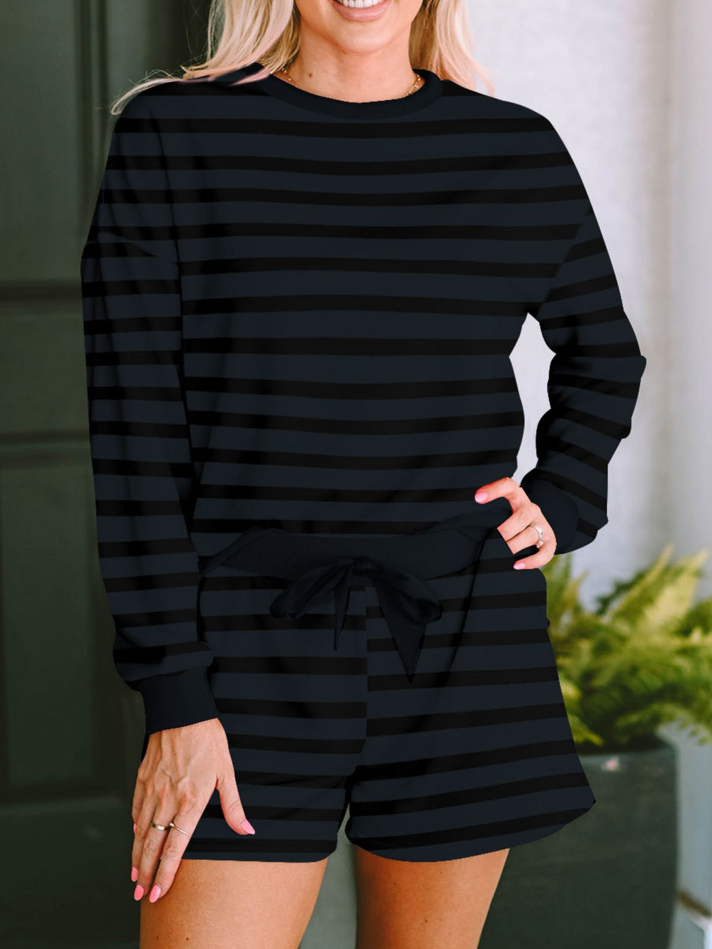 Women's Shorts Two Piece Set in Dark Gray