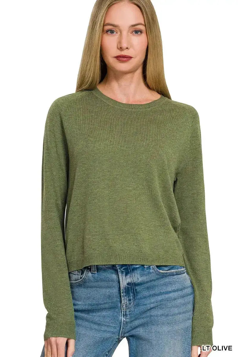 Zenana Lightweight Wool Blend Round Neck Sweater For Women Cozy Knit — Parfymia