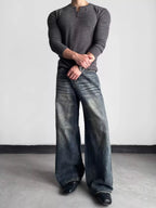 Men's Full Size Washed Wide Leg Jeans Plus Size