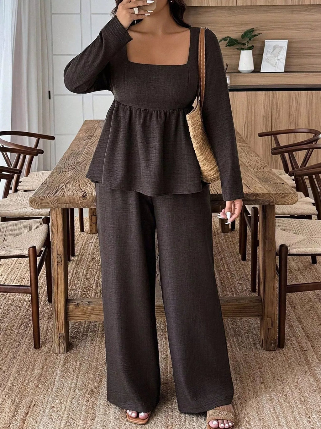 Women's Plus Size Pants Two-Piece Set