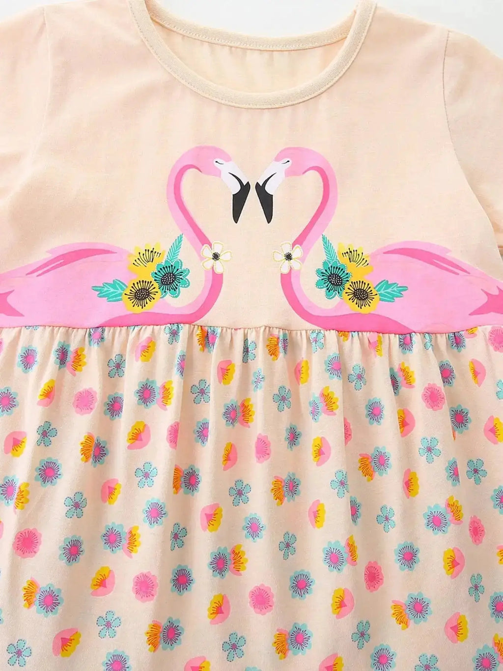 Flamingo Print Casual Dress for Children by Parfymia