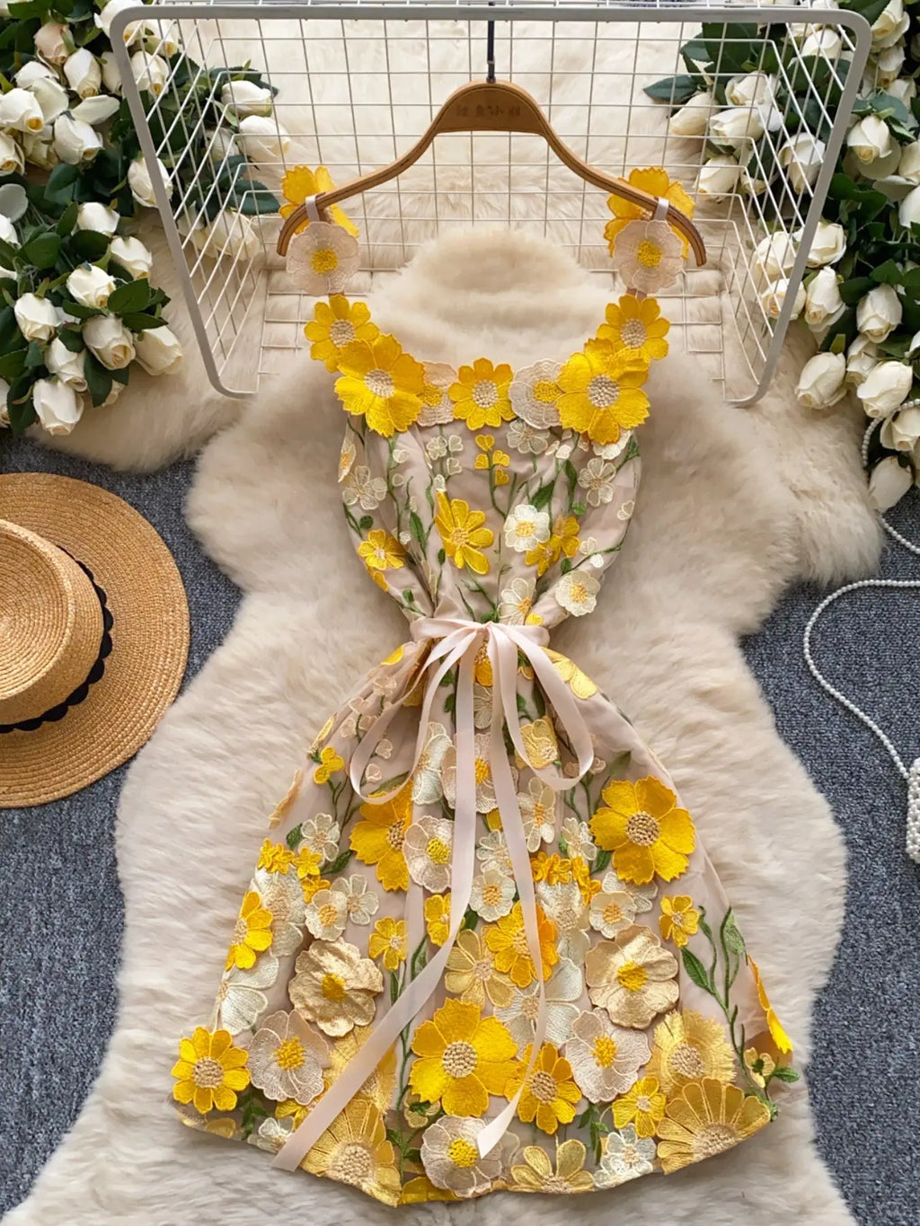 Floral Tie Waist Mini Dress Trendsi