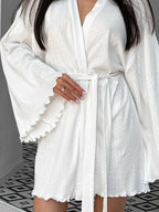 Women's Tie Waist Kimono Lounge Nightgown