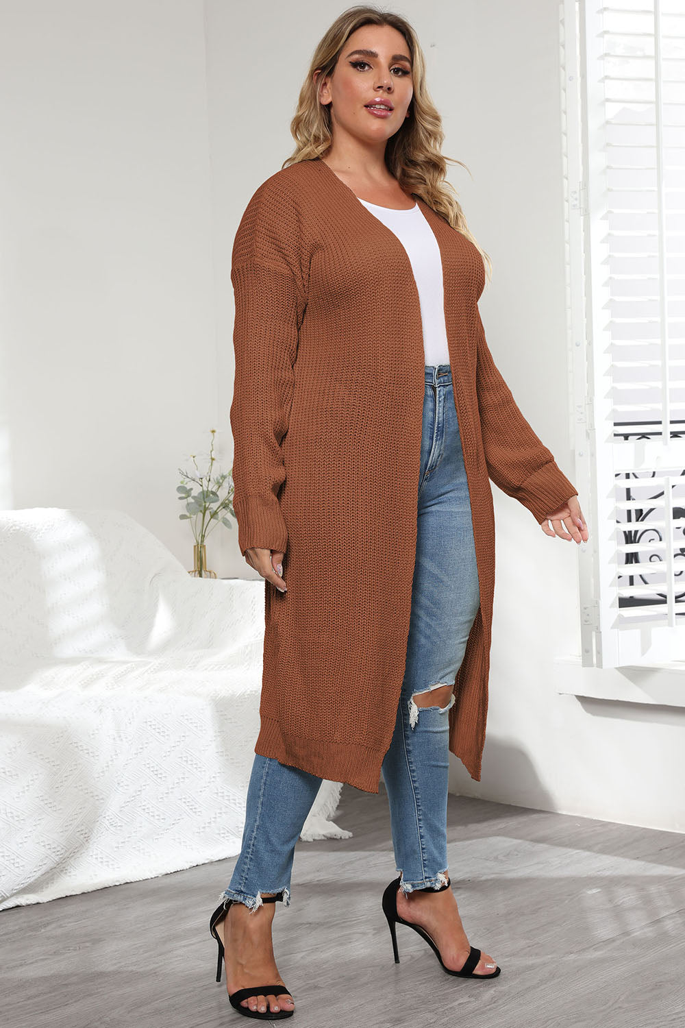 Women's Plus Size Open Front Cardigan