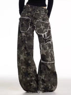 Men's Full Size Star Print Wide Leg Jeans Plus Size