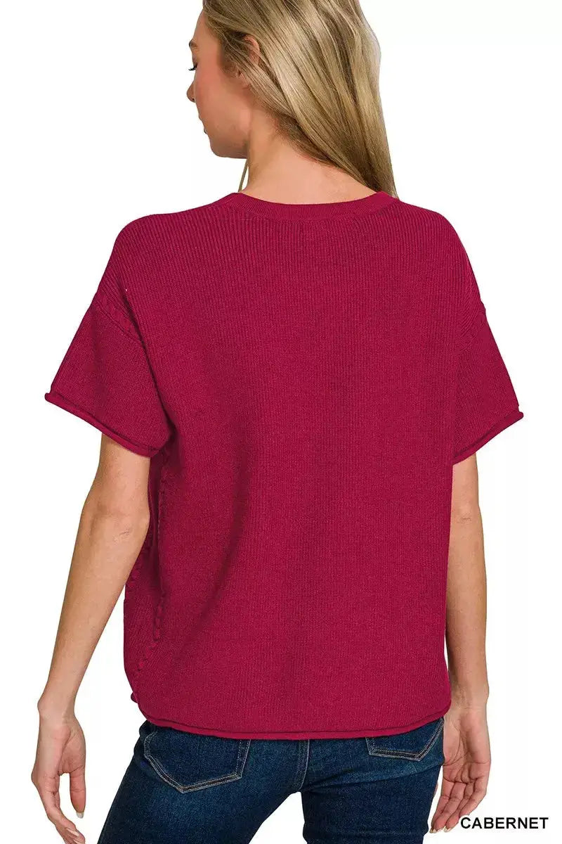 Zenana Cabernet Viscose Round Neck Top and Pants Set for Women Lounge Wear — Parfymia