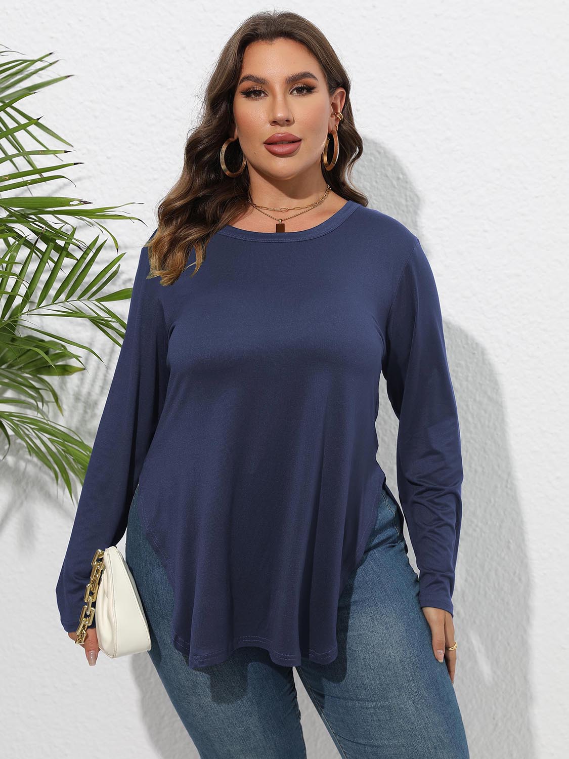 Women's Long Sleeve T-Shirt – Plus Size Slit