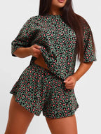 Women's Loungewear Leopard Print Tee & Shorts Set