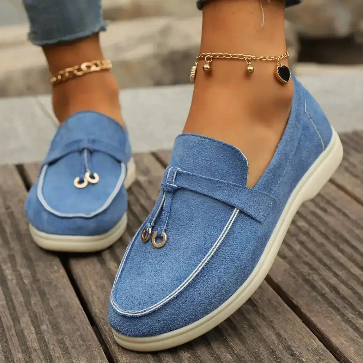 Durable Polyester Rubber Casual Round Toe Slip-Ons by Parfymia