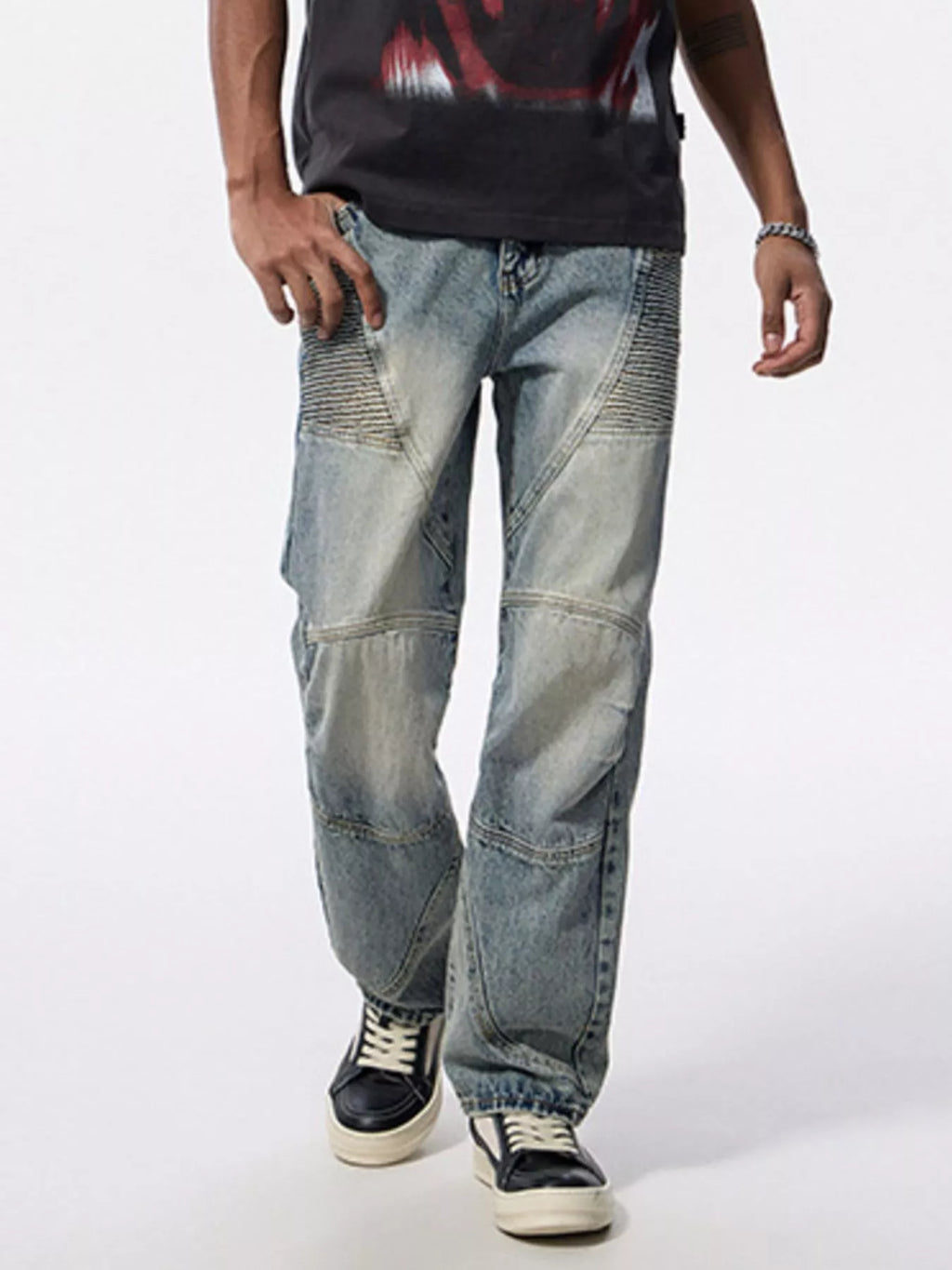 Men's Wide Leg Jeans – Washed Light Blue