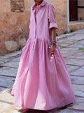 Vintage Gingham Maxi Shirt Dress Trendsi