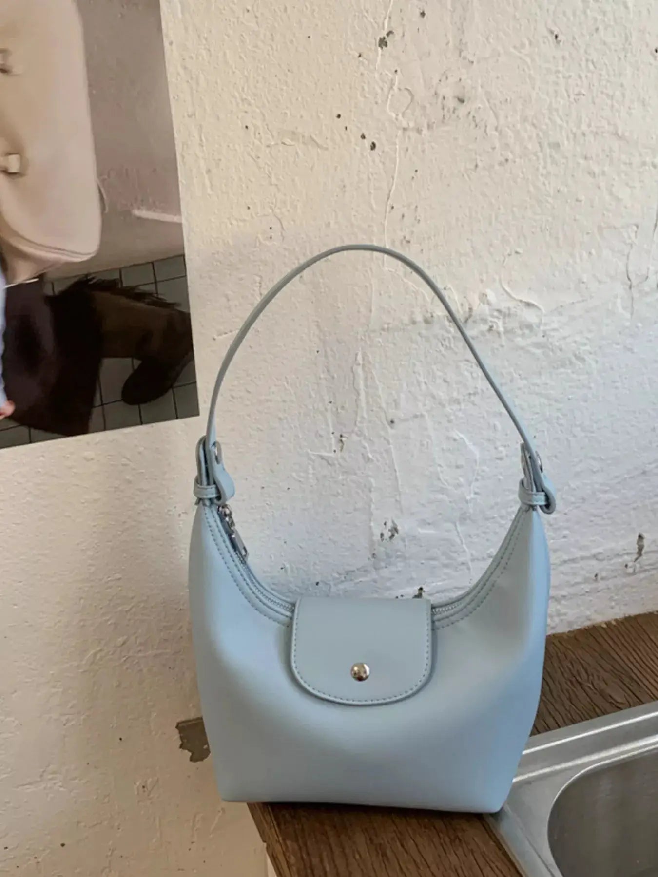 Mini PU Leather Crescent Shoulder Bag with Adjustable Strap — Parfymia