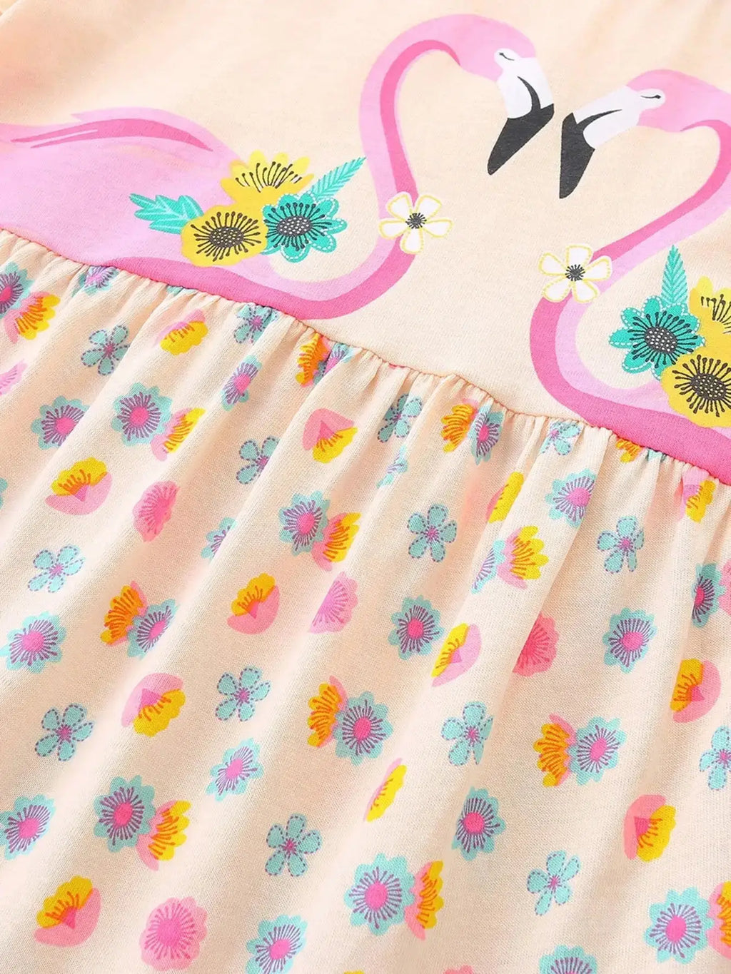 Flamingo Print Casual Dress for Children by Parfymia