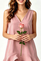 Women's Mini Dress – Ruffle Hem V-Neck