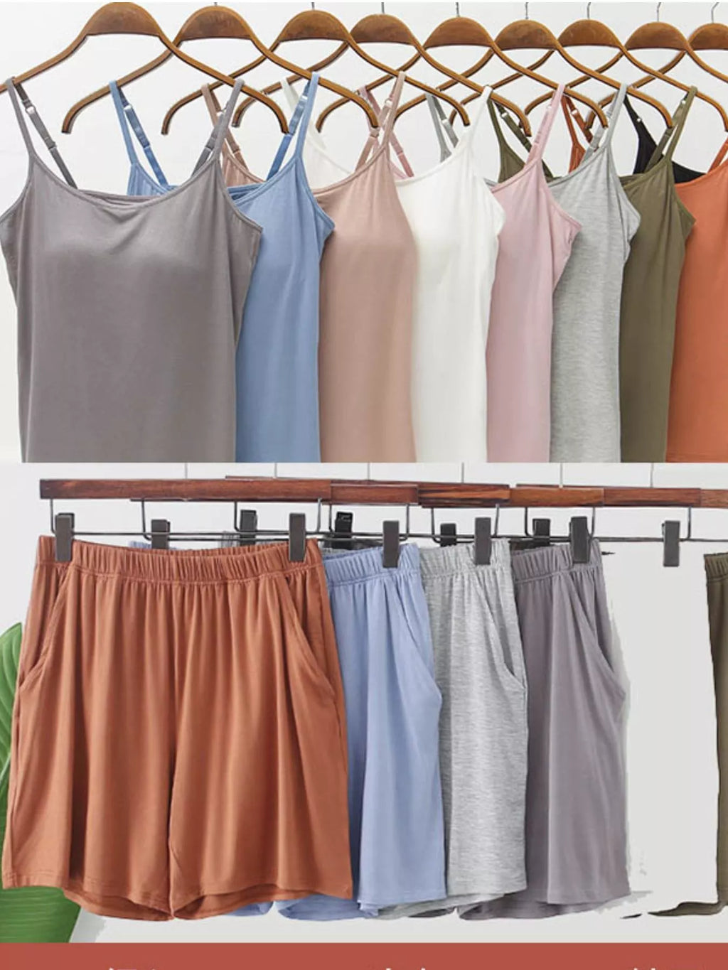 Women's Shorts Plus Size Modal Padded Cami Set