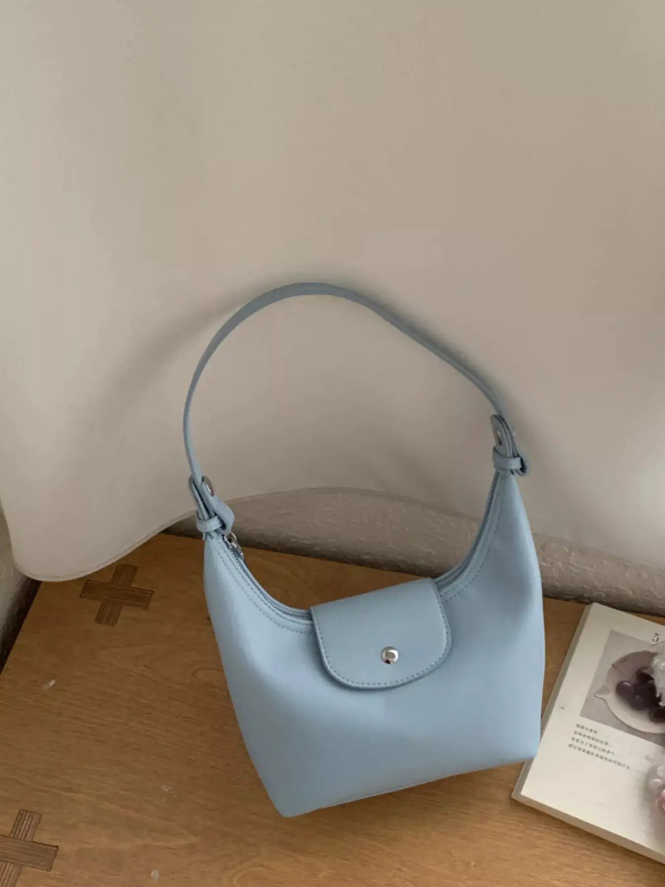 Mini PU Leather Crescent Shoulder Bag with Adjustable Strap — Parfymia