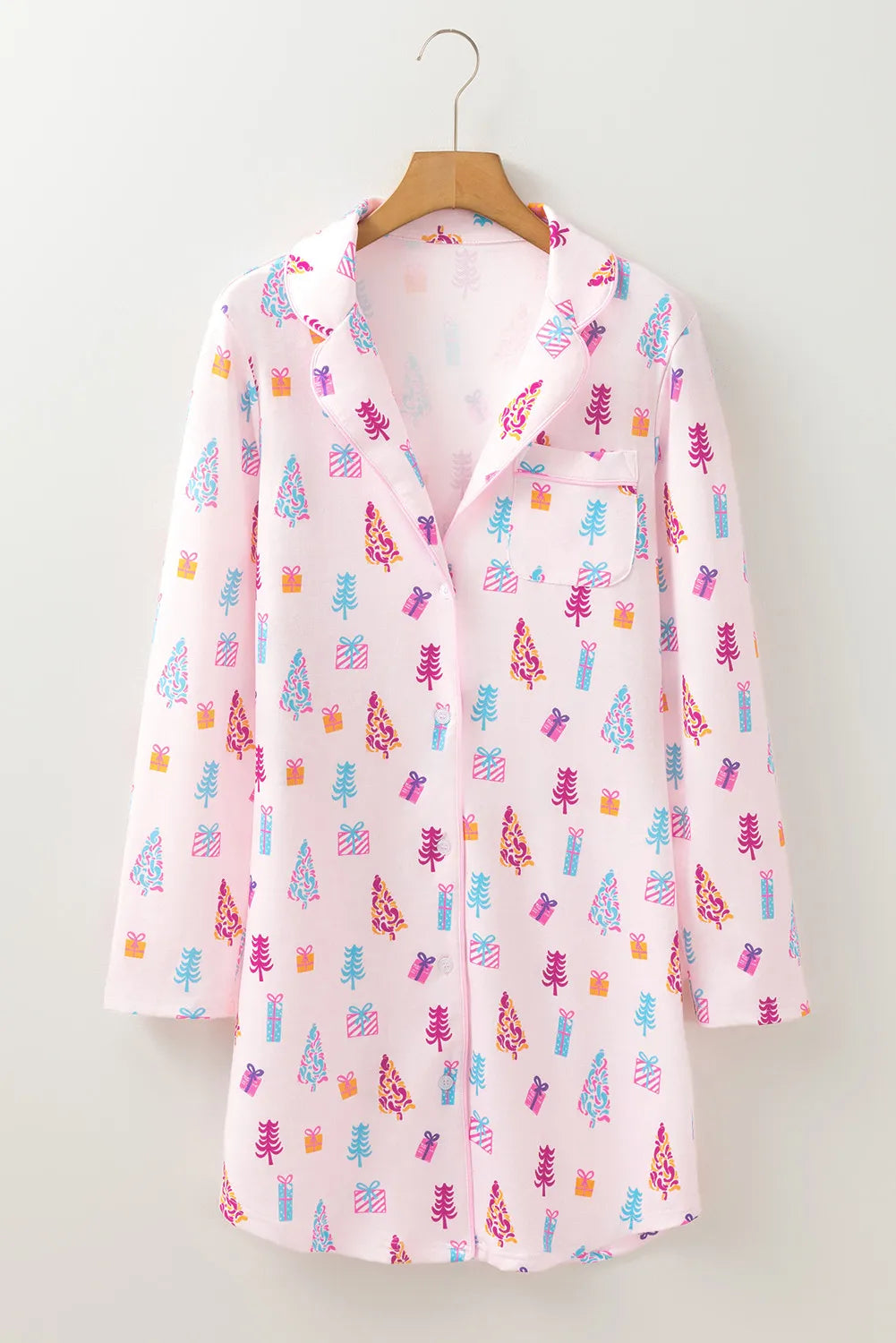 Women's Lounge Dress - Printed Collared Midi