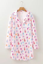 Women's Lounge Dress - Printed Collared Midi