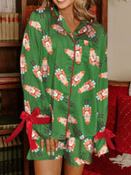 Women's Loungewear Nutcracker Button Top and Shorts Set