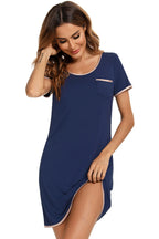 Women's Lounge Dress – Contrast Trim Pocketed