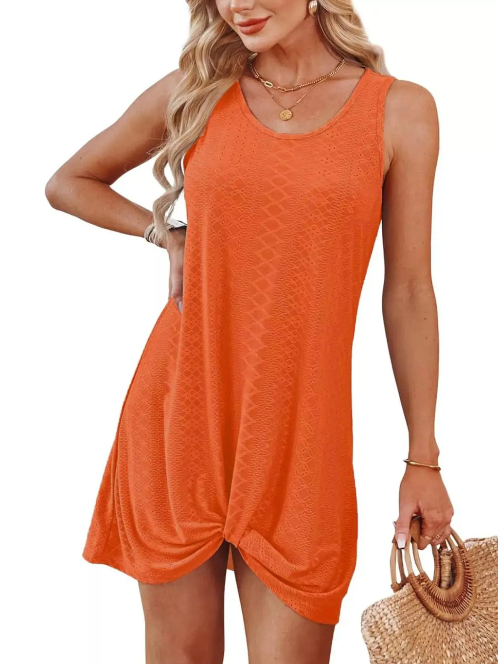 Sleeveless Knotted Hem Tank Dress Trendsi