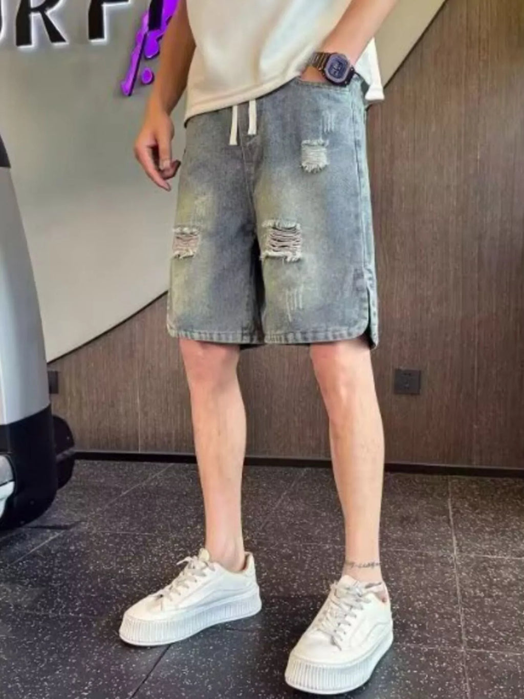 Men's Shorts - Distressed Denim