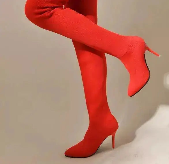 Elegant Point Toe Stiletto Boots in Mesh by Parfymia